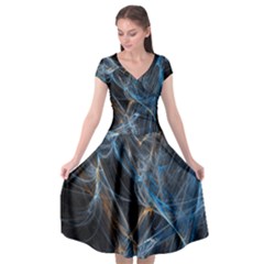 Fractal Tangled Minds Cap Sleeve Wrap Front Dress by BangZart