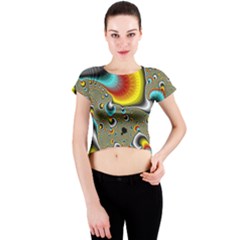 Fractals Random Bluray Crew Neck Crop Top by BangZart