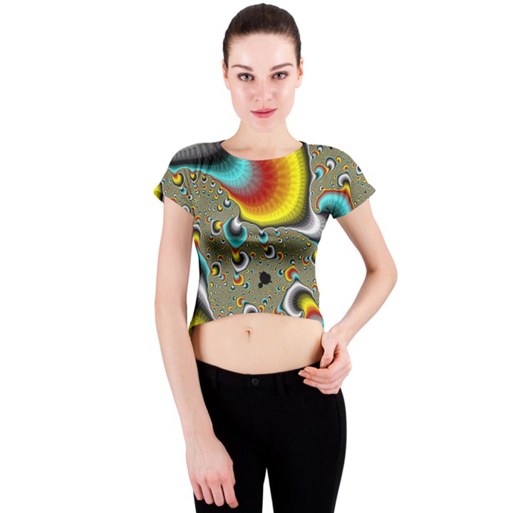 Fractals Random Bluray Crew Neck Crop Top