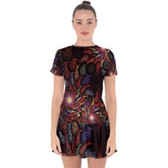 Fractal Swirls Drop Hem Mini Chiffon Dress