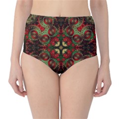 Fractal Kaleidoscope High-waist Bikini Bottoms by BangZart