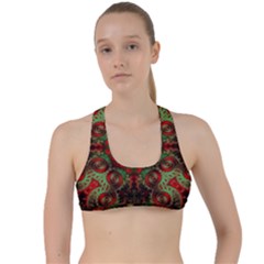 Fractal Kaleidoscope Criss Cross Racerback Sports Bra by BangZart