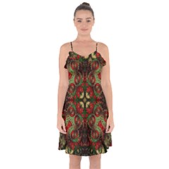 Fractal Kaleidoscope Ruffle Detail Chiffon Dress by BangZart