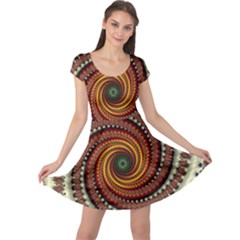 Fractal Pattern Cap Sleeve Dresses by BangZart