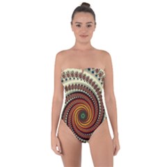 Fractal Pattern Tie Back One Piece Swimsuit