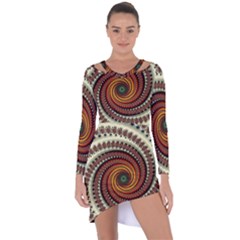 Fractal Pattern Asymmetric Cut-out Shift Dress