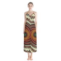 Fractal Pattern Button Up Chiffon Maxi Dress