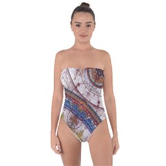 Fractal Circles Tie Back One Piece Swimsuit