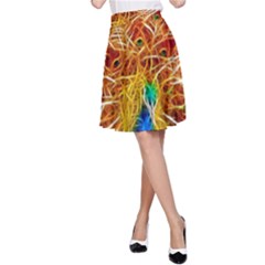 Fractal Peacock Art A-line Skirt by BangZart