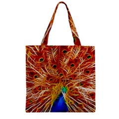 Fractal Peacock Art Zipper Grocery Tote Bag by BangZart