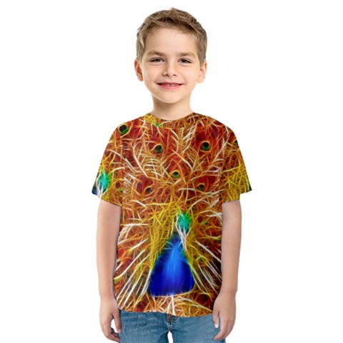 Fractal Peacock Art Kids  Sport Mesh Tee by BangZart