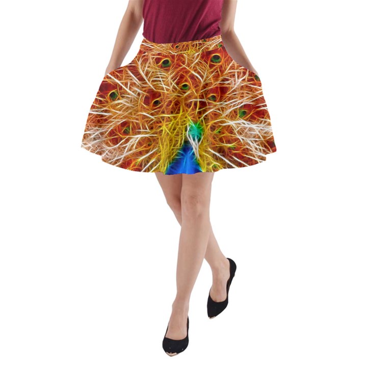 Fractal Peacock Art A-Line Pocket Skirt