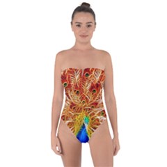 Fractal Peacock Art Tie Back One Piece Swimsuit