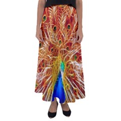 Fractal Peacock Art Flared Maxi Skirt