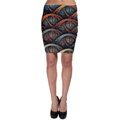 Fractal Art Pattern Flower Art Background Clored Bodycon Skirt by BangZart