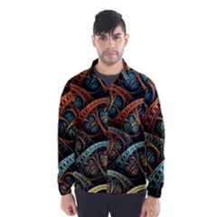 Fractal Art Pattern Flower Art Background Clored Wind Breaker (men) by BangZart