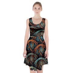 Fractal Art Pattern Flower Art Background Clored Racerback Midi Dress