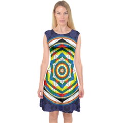 Flower Of Life Universal Mandala Capsleeve Midi Dress by BangZart