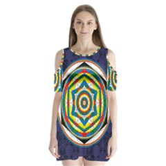 Flower Of Life Universal Mandala Shoulder Cutout Velvet  One Piece