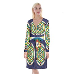 Flower Of Life Universal Mandala Long Sleeve Velvet Front Wrap Dress by BangZart