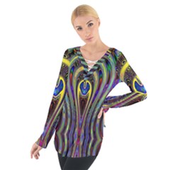 Curves Color Abstract Tie Up Tee by BangZart