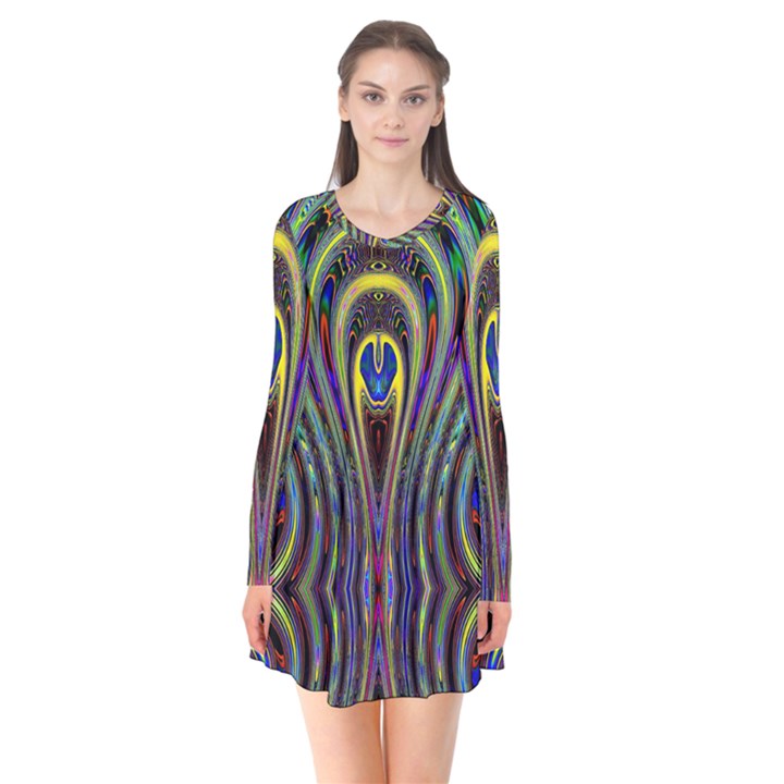 Curves Color Abstract Flare Dress