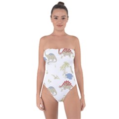 Dinosaur Art Pattern Tie Back One Piece Swimsuit