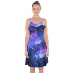 Galaxy Ruffle Detail Chiffon Dress