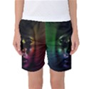 Digital Art Psychedelic Face Skull Color Women s Basketball Shorts View1