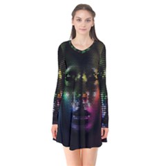 Digital Art Psychedelic Face Skull Color Flare Dress by BangZart