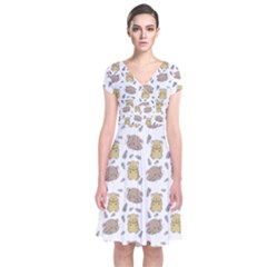 Cute Hamster Pattern Short Sleeve Front Wrap Dress by BangZart