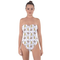 Cute Hamster Pattern Tie Back One Piece Swimsuit