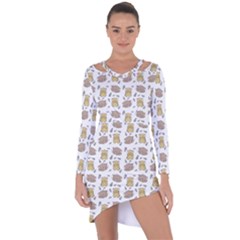 Cute Hamster Pattern Asymmetric Cut-out Shift Dress