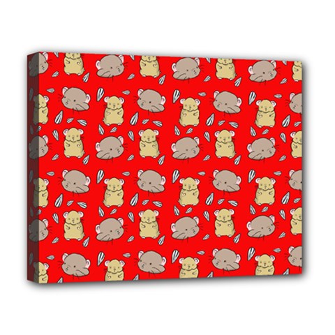 Cute Hamster Pattern Red Background Deluxe Canvas 20  X 16   by BangZart