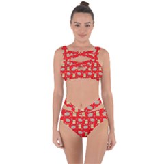 Cute Hamster Pattern Red Background Bandaged Up Bikini Set 