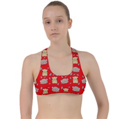 Cute Hamster Pattern Red Background Criss Cross Racerback Sports Bra