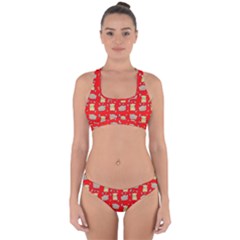 Cute Hamster Pattern Red Background Cross Back Hipster Bikini Set