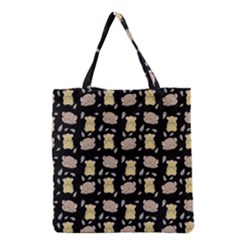 Cute Hamster Pattern Black Background Grocery Tote Bag by BangZart