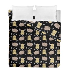 Cute Hamster Pattern Black Background Duvet Cover Double Side (full/ Double Size) by BangZart