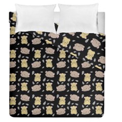 Cute Hamster Pattern Black Background Duvet Cover Double Side (queen Size) by BangZart