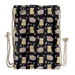 Cute Hamster Pattern Black Background Drawstring Bag (large) by BangZart