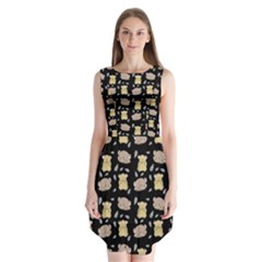 Cute Hamster Pattern Black Background Sleeveless Chiffon Dress   by BangZart