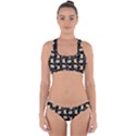 Cute Hamster Pattern Black Background Cross Back Hipster Bikini Set View1