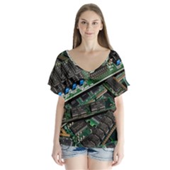 Computer Ram Tech Flutter Sleeve Top by BangZart