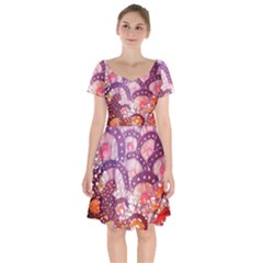 Colorful Art Traditional Batik Pattern Short Sleeve Bardot Dress by BangZart