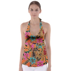 Colorful The Beautiful Of Art Indonesian Batik Pattern(1) Babydoll Tankini Top