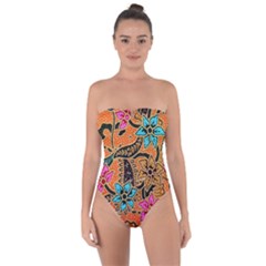 Colorful The Beautiful Of Art Indonesian Batik Pattern(1) Tie Back One Piece Swimsuit