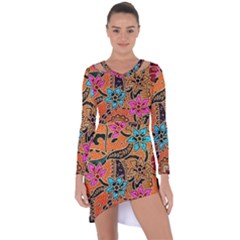 Colorful The Beautiful Of Art Indonesian Batik Pattern(1) Asymmetric Cut-out Shift Dress by BangZart