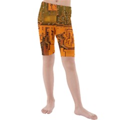 Circuit Board Pattern Kids  Mid Length Swim Shorts by BangZart