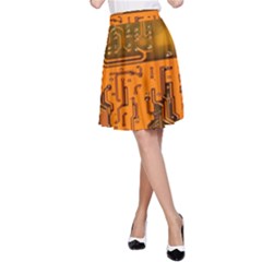 Circuit Board Pattern A-line Skirt by BangZart